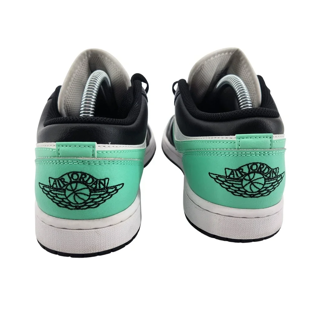 Nike Air Jordan 1 Low Green Glow Mens 8 White‎ Black 553558-131 Basketball Shoes